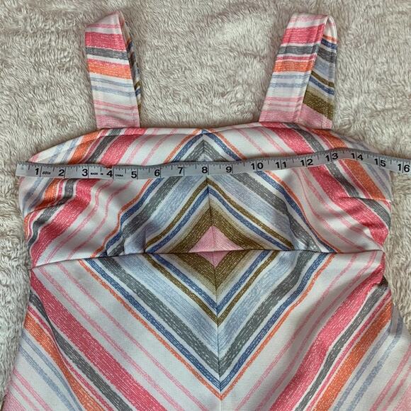 Vintage 70s striped a line polyester dress, 10 or small - Picture 5 of 8